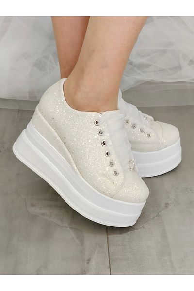 Ayakkabı Tutkusu Stilo ® Glitter Bridal Shoes Loose Sole Evening Dress Bridal Sneakers