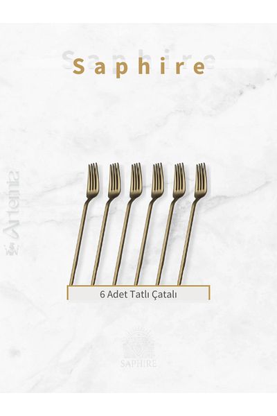 DMR LİFE شوكة الحلوى من سلسلة Saphire 6 (ذهبي مطفي)