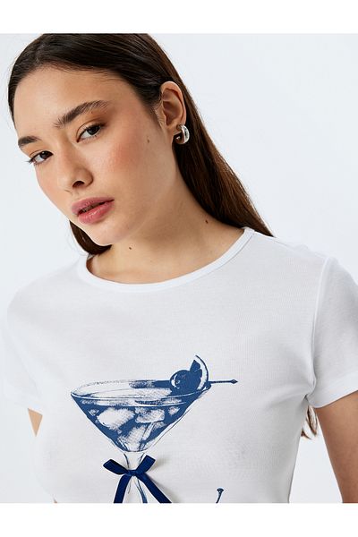 Koton Beige Bowtie T-Shirt