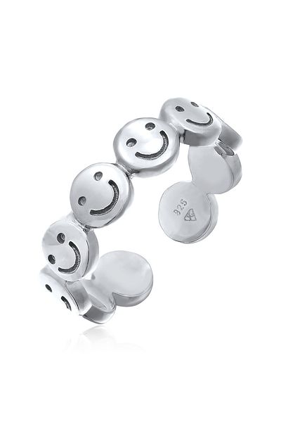 ELLI Inel Inel Bandă De Damă Cu Față Zâmbitoare Deschisă Argint Sterling 925