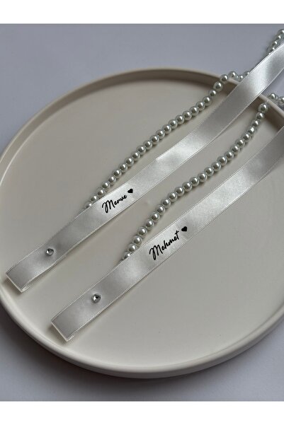 Huyendo Dökülen Cam İncili Söz Nişan Yüzük Kurdelesi (2 cm en, 1 metre uzunluk)