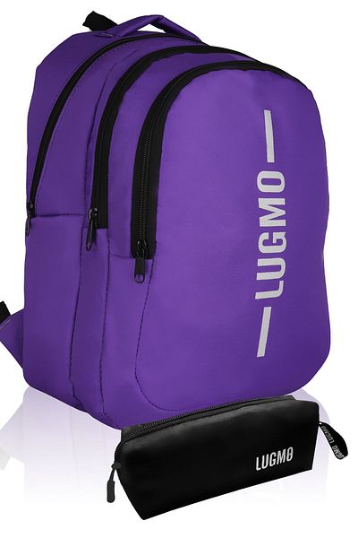 LUGMO Purple Waterproof Junior High School Bag - Pen Holder and Washable High School Bag