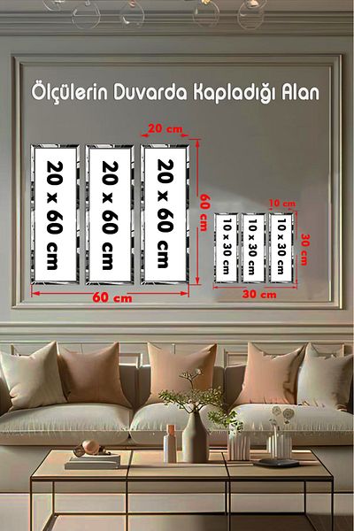 YOKTAYOK Set de 3 picturi verticale din bumbac cu cadru din plexiglas