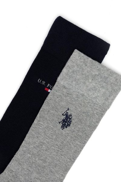 U.S. Polo Assn. Γκρι Navy Blue 2-Pack - Ανδρικές/Γυναικείες κάλτσες με κανονική εφαρμογή - Κομψό και άνετο σχέδιο