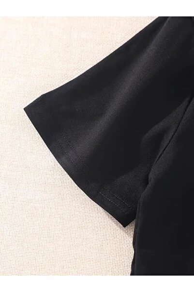 qubo sportswear & company Μπλουζάκι Unisex Brooklyn Black Oversize Crew με στάμπα