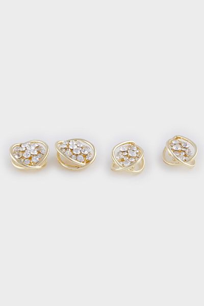 DeFacto Gold-Stein-Ohrringe für Damen, 2er-Set – E1445axns