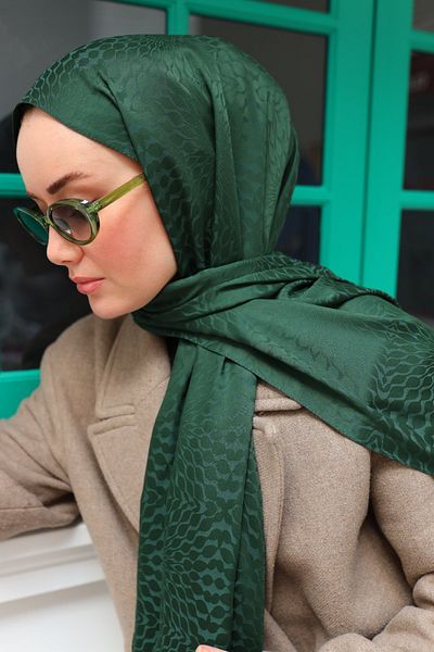 Silk Home Deluxe Jacquard Tie-Dye Pattern Shawl - Emerald