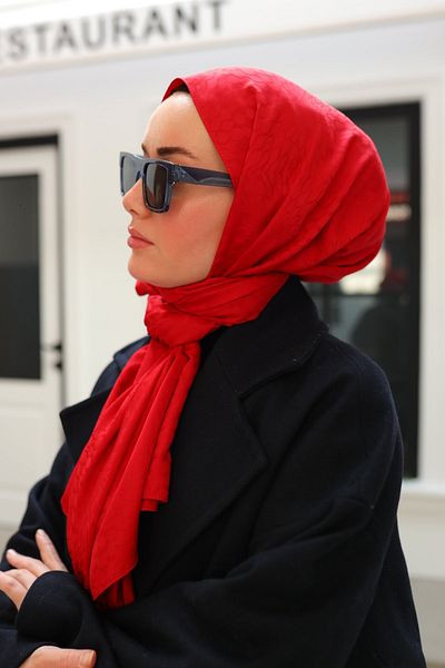 Silk Home Batik Pattern Jacquard Deluxe Shawl - Red