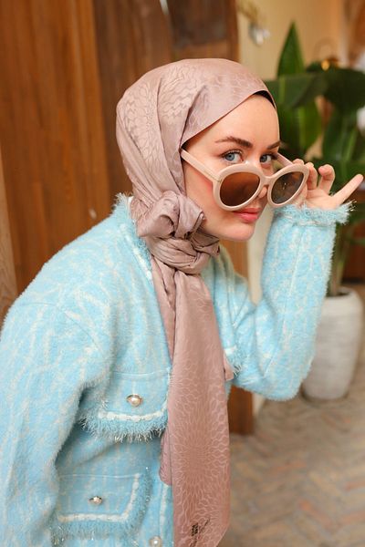Silk Home Batik Pattern Jacquard Deluxe Shawl - Powder
