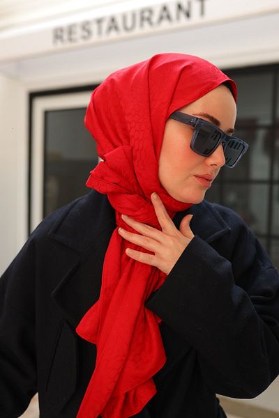 Silk Home Batik Pattern Jacquard Deluxe Shawl - Red