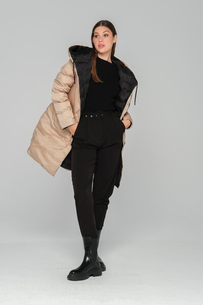 Olcay Μπουφάν με κουκούλα διπλής όψης με σχέδιο Μαύρη πέτρα 6391