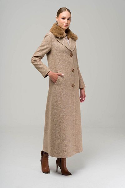 Olcay Pelzmantel mit Fischgrätenmuster und abnehmbarem Kragen BEIGE 3789-Y
