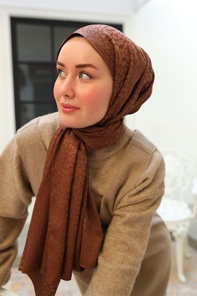 Silk Home Batik Pattern Jacquard Deluxe Shawl - Brown