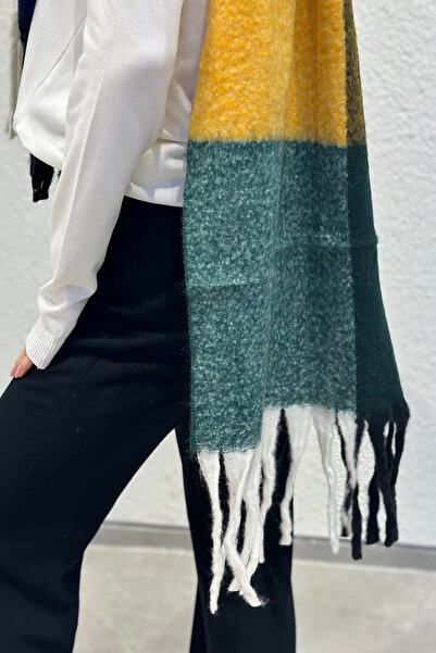 novon Angora Texture Color Block Χοντρό κρόσσι Λεπτομερές Ultra Premium Soft Touch Viral Pinterest Φουλάρι (220 x 40 cm)