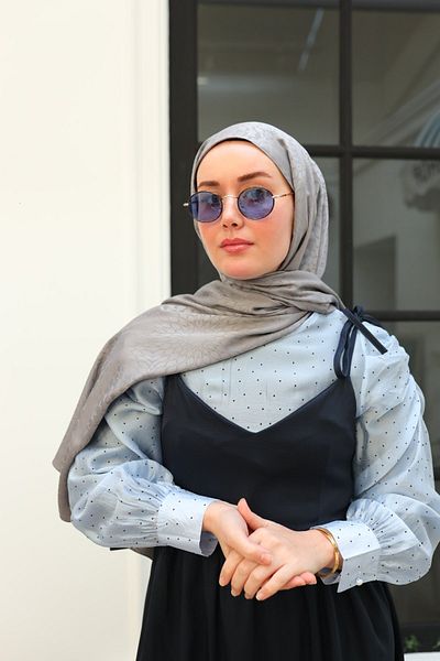 Silk Home Batik Pattern Jacquard Deluxe Shawl - Smoke