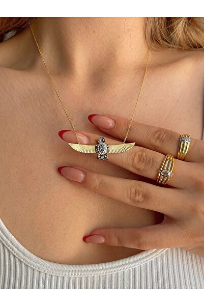 ZWEIG 925 Ayar Gümüş Mavi Taşlı Anka Kuşu Kolye