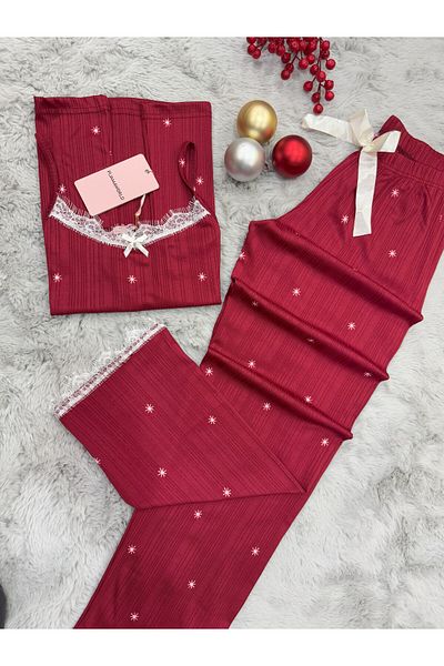 pijamaworld Soft Textured Summer Rope Strap Six Long Pajama Set