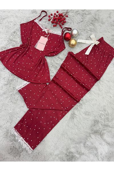 pijamaworld Soft Textured Summer Rope Strap Six Long Pajama Set