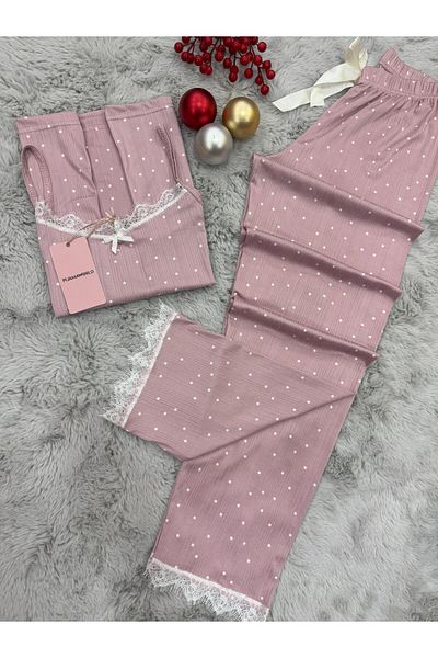 pijamaworld Soft Textured Summer Rope Strap Six Long Pajama Set