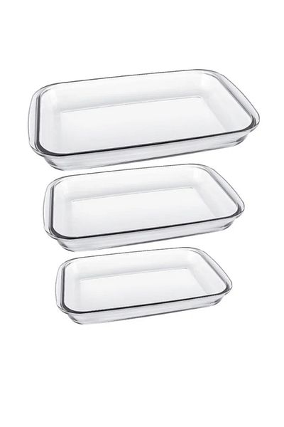 mijotex 3-Piece Rectangular Baking Dish Set, Clear