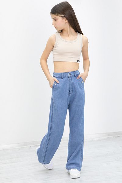 Cansın Mini Pantaloni blugi pentru fete cu talie lată elastică 20049