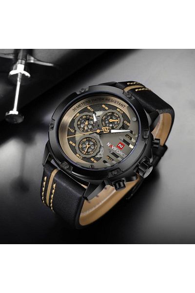 Naviforce Leather Band Inner Functions Active Digital/Analog Men Wrist Watch E.Nvf.K.002