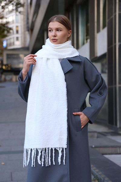 Luminos Butik White Tassel Thick Shawl - Soft Texture, Warm, Multi-Purpose Daily and Special Accessory! Sal1257