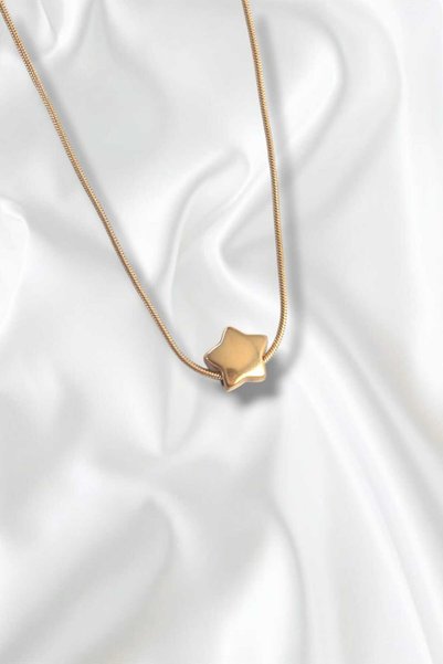 REBORN DESIGN 316L Çelik Gold Renk Yıldız Model Kolye