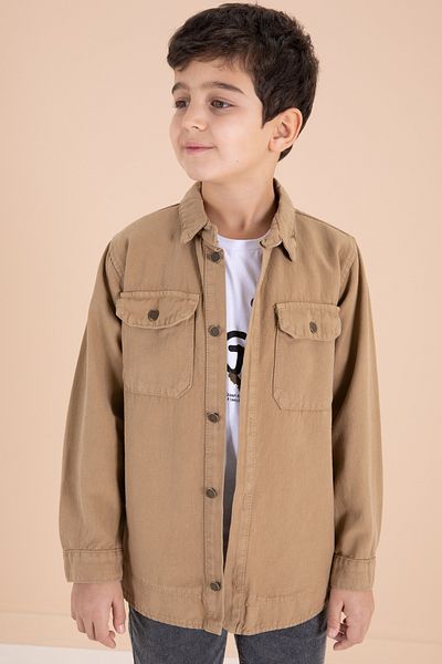 Cansın Mini Boy's 3-Piece Set - Tan Shirt, Jeans, Pockets - 19968