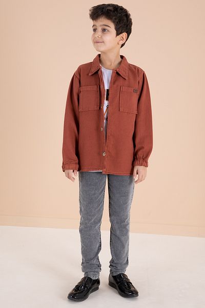 Cansın Mini Costum 3 piese pentru băiat - cămașă cu nasturi, pantaloni blugi - 19969