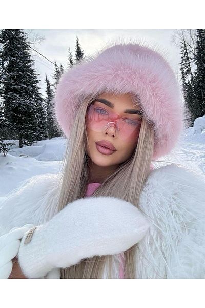 Luminos Butik Pink Thick Plush Heart Hat Beanie - Warm Stylish Outdoor Cold Protection Spk1143
