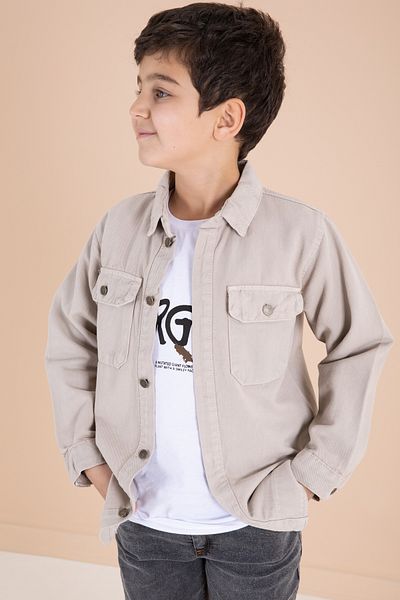 Cansın Mini Boy's 3-Piece Suit Beige Shirt Jean Trousers - Chest Pocket 19965
