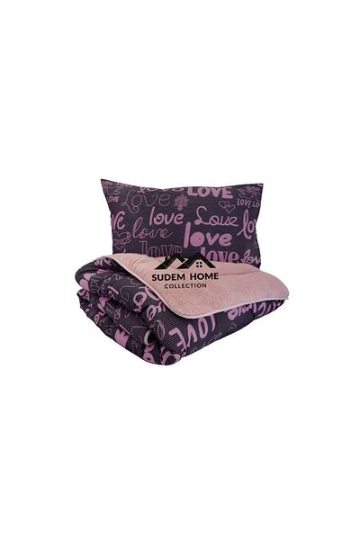 Sudemhome Welsoft Single Soft Sleeping Set - Double Sided Fluffy, Powder Love (with Elastic and Crossbow)