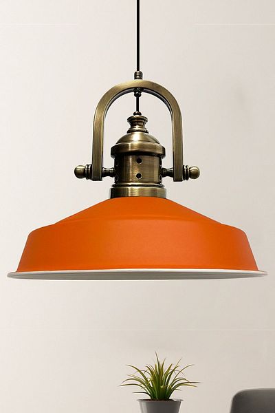 Bamyum Asletl-Marine Industrial Vintage Hängelampe  40 cm, Orange Metall Pendelleuchte