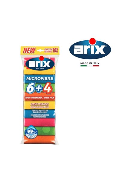 ARIX Utility Microfibre Cloth 6+4 pcs Value Pack – Antibacterial & Multi-Purp...