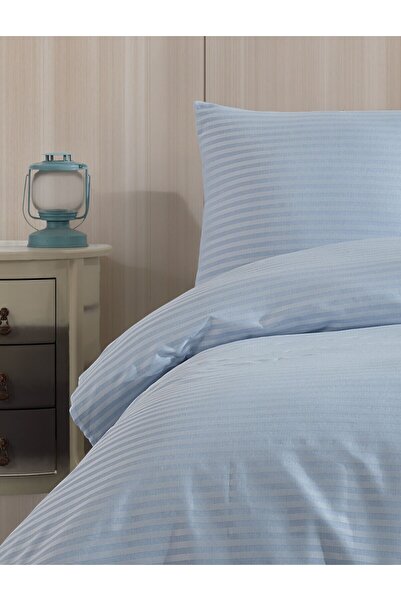 Loyal Home Baroque Blue Striped Satin Double Duvet Cover Set