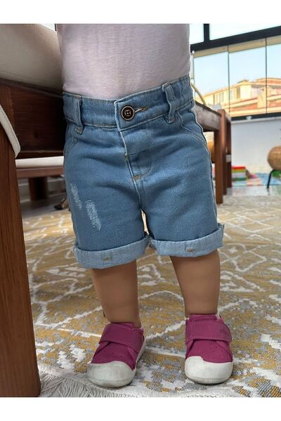 minny max Beli Ayarlanabilir Lastikli Denim Kumaş Çocuk Şort