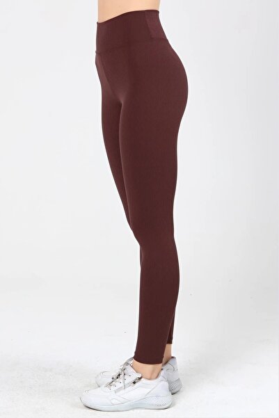 manolyabutik Ribbed Raised, Comfortable High Waist Gathering Leggings