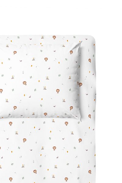 Casadora Baby Simba 100% Cotton Satin Fitted Sheet Set - 100X200 cm 50X70 cm