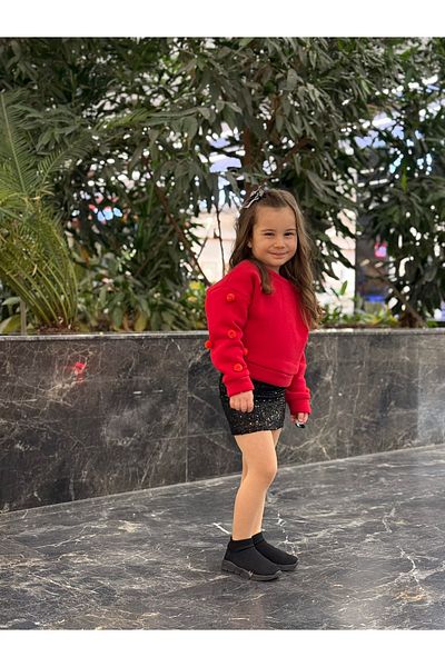 Tinypeople Girl's Skirt Set - Pompom Sweat and Sequin Detail, Holiday
