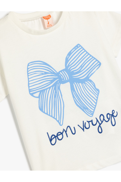 Koton Pamut rövid ujjú póló - masni nyomott, szűk nyakú