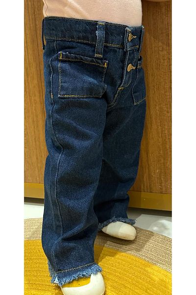 minny max Wide Leg Girls' Denim Jeans Trousers Dark Blue