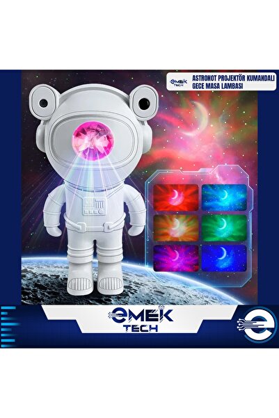 PİNK İTHALAT Astronot Projektör Gece Masa Lambası Kumandalı Sesler Ve Samanyolu Aydınlatma AAA KALİTE
