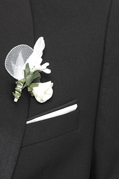 SÜVARİ Sli̇m Kalip Şal Yaka Düz Si̇yah Smoki̇n Damatlik Takim Elbi̇se