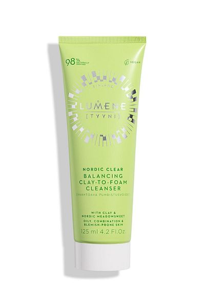 LUMENE Clay Content Facial Cleanser 125 ml – Sebum Balancing, Purifying & Pore Cleansing Foam