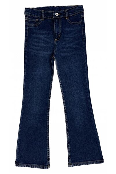 minny max Kız Çocuk Yüksek Bel Ispanyol Paça Denim Pantolon