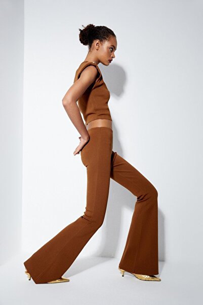 rue Yüksek Bel Taba Triko Pantolon