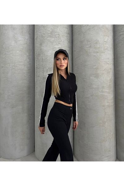 İLKCET MODA Османски плат - раиран ръкав и детайлен цип