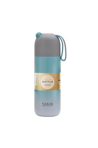SHAHA VACUUM BOTTLE 300ML WITH SILICONE HANDLE BLUE