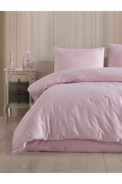 Loyal Home Set cuvertură de pilota dublă din satin cu dungi roz baroc